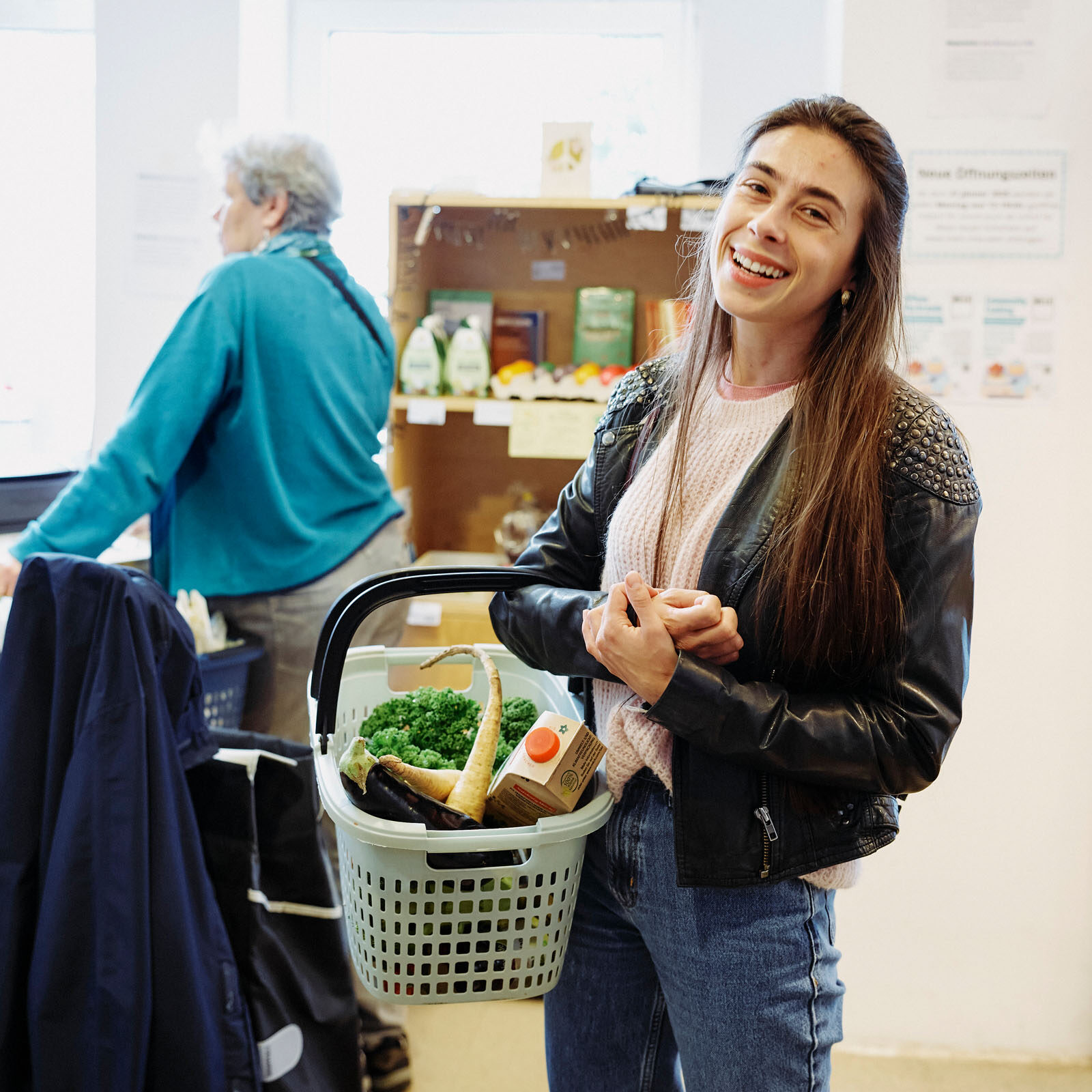 MILA member shopping in the MILA join-in supermarket. Full shopping basket.